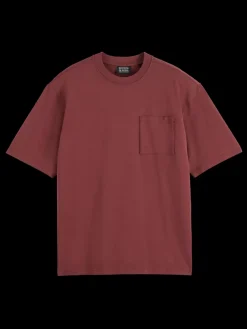Sale Scotch & Soda 3 crosses loose fit chest pocket t-shirt Wine
