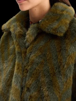 Sale Scotch & Soda A-LINE FAUX FUR COAT Olive