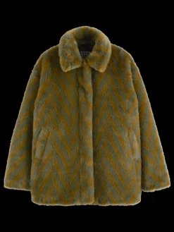 Sale Scotch & Soda A-LINE FAUX FUR COAT Olive