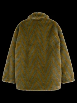 Sale Scotch & Soda A-LINE FAUX FUR COAT Olive