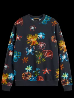 Clearance Scotch & Soda All over digital print sweatshirt NightFlowerAOP