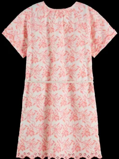 Outlet Scotch & Soda All-over embroidered & belted dress NeonFlower