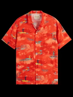 Online Scotch & Soda Allover printed viscose short sleeve shirt