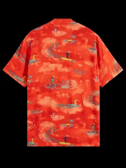 Online Scotch & Soda Allover printed viscose short sleeve shirt
