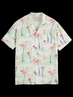 Online Scotch & Soda Allover printed viscose short sleeve shirt