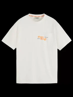 Outlet Scotch & Soda Artwork pocket t-shirt White