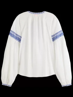 Clearance Scotch & Soda BALLOON SLEEVE TOP WITH TAPE DETAIL White
