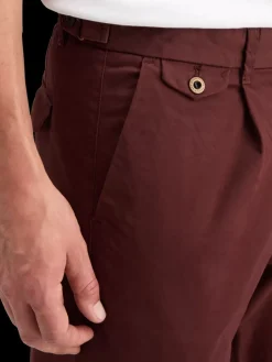 Discount Scotch & Soda BLAKE - PLEATED SATINE CHINO RichMahogany