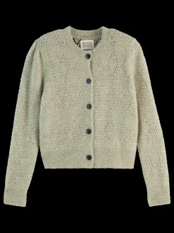 Online Scotch & Soda BOUCL CREW NECK CARDIGAN WashedSageMelange