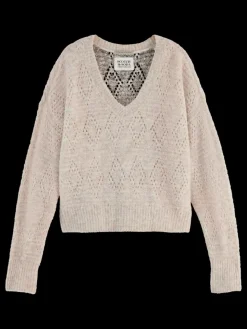 Discount Scotch & Soda BOUCL V-NECK RELAXED PULLOVER OatmealMelange