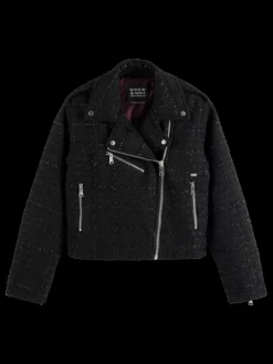 Discount Scotch & Soda BOUCLE TWEED BIKER JACKET EveningBlack