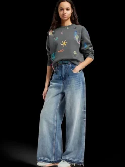 New Scotch & Soda BOXY FIT EMBROIDERED SWEATSHIRT Antra