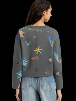 New Scotch & Soda BOXY FIT EMBROIDERED SWEATSHIRT Antra