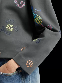 New Scotch & Soda BOXY FIT EMBROIDERED SWEATSHIRT Antra
