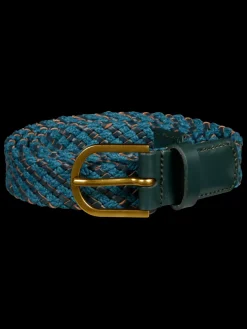 New Scotch & Soda Braided leather and cord belt HarbourTeal