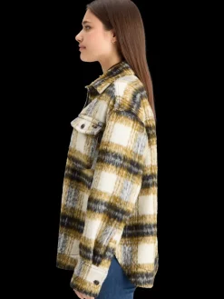 New Scotch & Soda BRUSHED CHECK WOOL MIX SHIRT JACKET OliveCheck