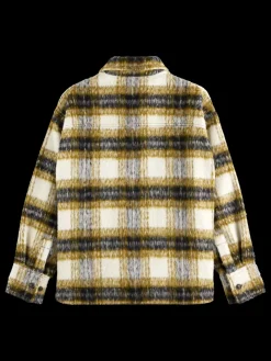 New Scotch & Soda BRUSHED CHECK WOOL MIX SHIRT JACKET OliveCheck