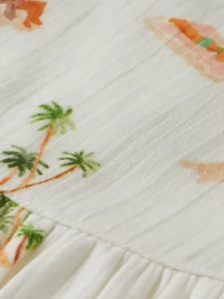 Outlet Scotch & Soda Capped sleeve all-over printed crinkle cotton dress BeachFriends