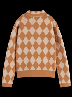 Outlet Scotch & Soda CHECKERBOARD KNITTED PULLOVER CheckerboardMelange