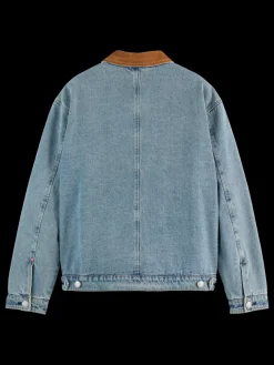 Fashion Scotch & Soda CORD COLLAR INDIGO TEDDY JACKET WashedIndigo