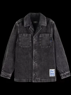 Outlet Scotch & Soda CORDUROY OVERSHIRT Charcoal