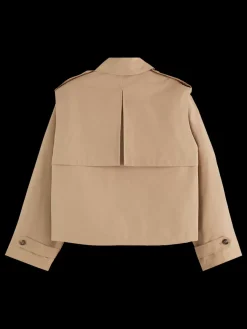 Outlet Scotch & Soda Cotton blend short trenchcoat DesertSand