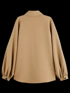Fashion Scotch & Soda CREPE PEASANT SLEEVE OVERSHIRT DesertSand