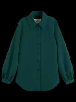 Best Scotch & Soda CREPE PEASANT SLEEVE OVERSHIRT CypressGreen