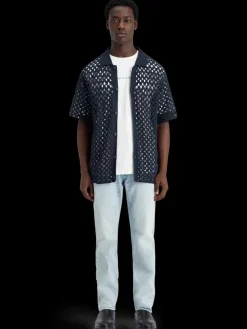 New Scotch & Soda Crochet knitted polo short sleeve Night
