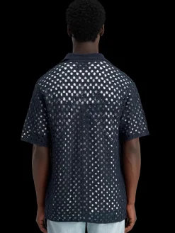 New Scotch & Soda Crochet knitted polo short sleeve Night