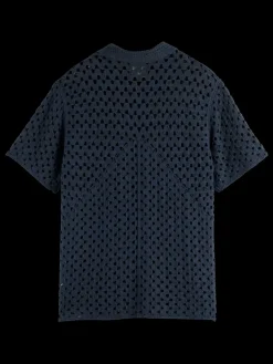 New Scotch & Soda Crochet knitted polo short sleeve Night
