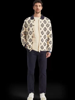 Online Scotch & Soda Crochet knitted shirt long sleeves ParchmentGeoFlower