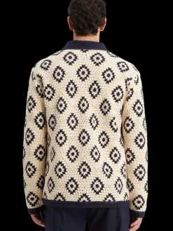 Online Scotch & Soda Crochet knitted shirt long sleeves ParchmentGeoFlower