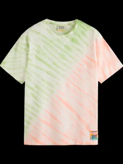 Clearance Scotch & Soda Diagonal tie dye t-shirt Swan/NeonTieDye