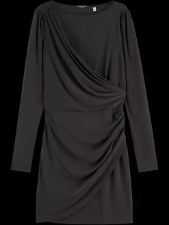 Online Scotch & Soda DRAPED LONG SLEEVE DRESS EveningBlack