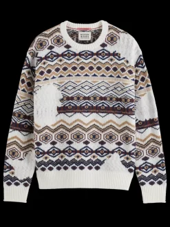 Sale Scotch & Soda Dropped shoulder jacquard all over FairisleDistortedAOP