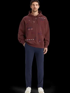 New Scotch & Soda Embroidered artwork hoodie Wine