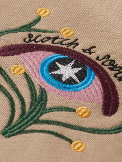 Online Scotch & Soda EMBROIDERED ARTWORK SWEATSHIRT Mocha