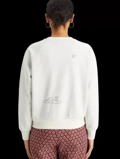 Discount Scotch & Soda Embroidered raglan relaxed fit sweatshirt LightGreyMelange
