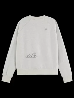 Discount Scotch & Soda Embroidered raglan relaxed fit sweatshirt LightGreyMelange