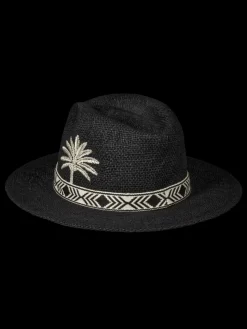 Fashion Scotch & Soda Embroidered straw panama hat Black