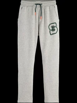 Discount Scotch & Soda EMBROIDERY ARTWORK SWEATPANTS IN NEPS QUALITY GreyMelange/ColourfulNeps