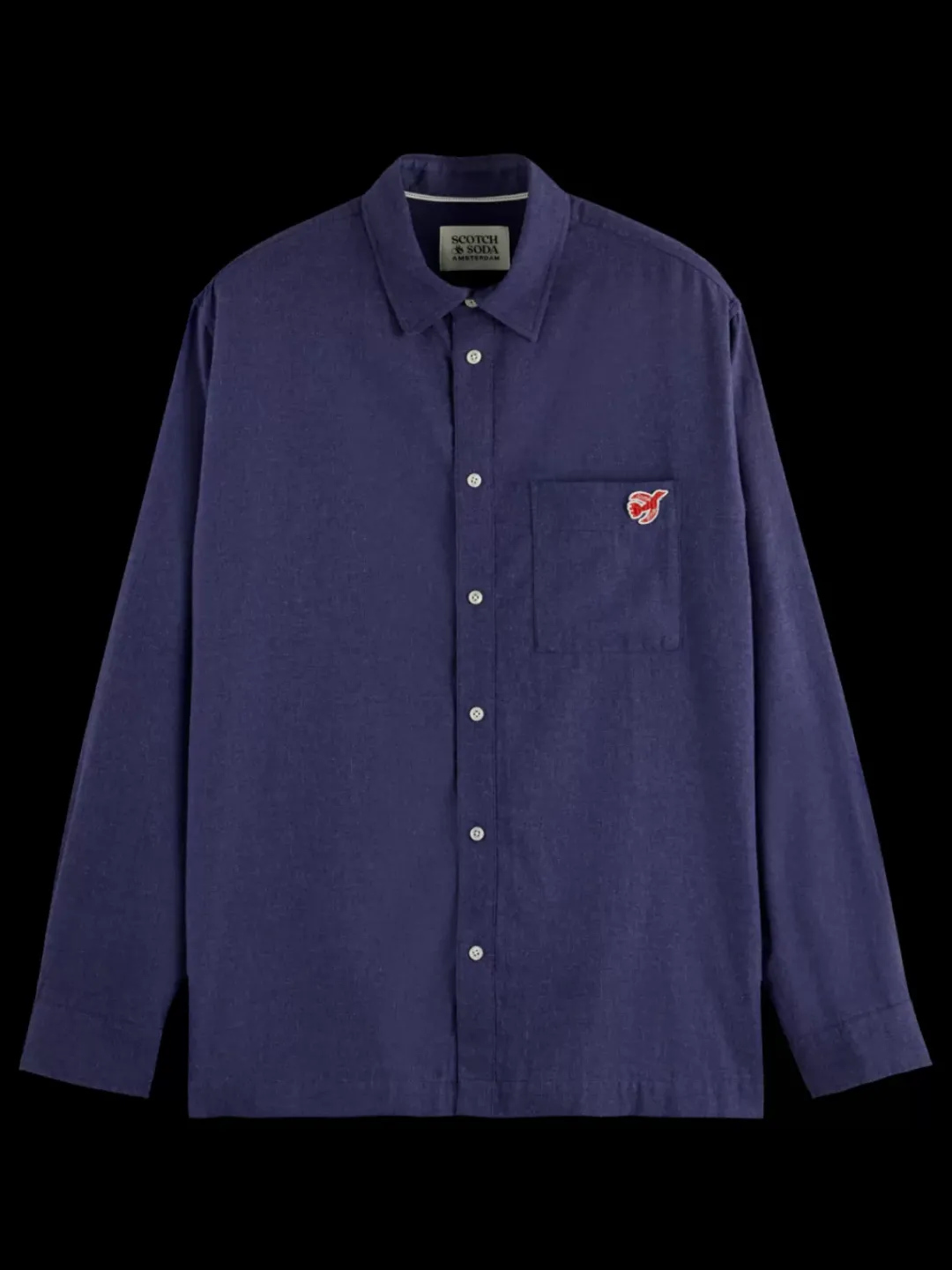 Outlet Scotch & Soda Essential - THE FREE SPIRIT PEACE BIRD MELANGE TWILL SHIRT Navy