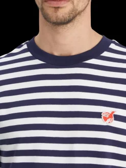 Fashion Scotch & Soda Essential - the free spirit peace bird striped t-shirt Navy/White