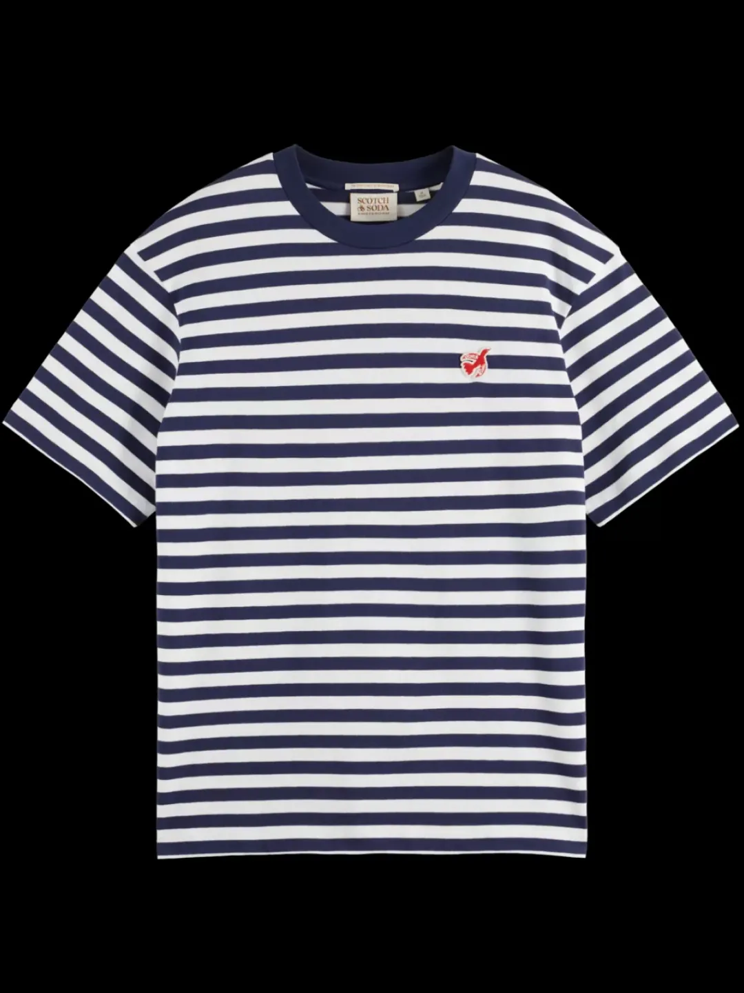 Clearance Scotch & Soda Essential - the free spirit peace bird striped t-shirt Navy/White
