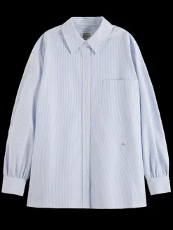 Best Scotch & Soda Essential girlfriend oxford stripes shirt WhiteandBlueStripe