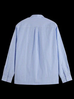 Sale Scotch & Soda Essential The free spirit peace bird poplin shirt BlueWhitestripe