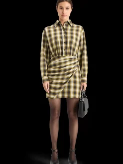New Scotch & Soda FLANNEL MINI WRAP DRESS OliveCheck