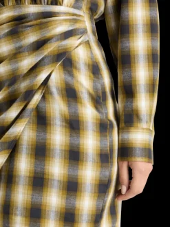 New Scotch & Soda FLANNEL MINI WRAP DRESS OliveCheck