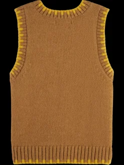 Hot Scotch & Soda FLUFFY BLANKET STITCH VEST TravelTan